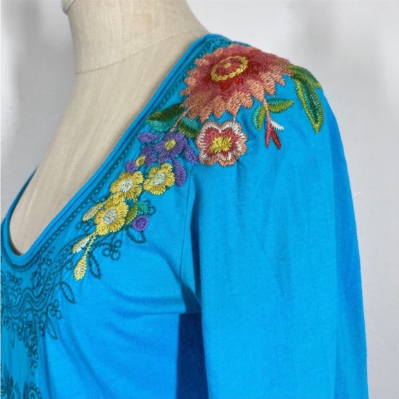 Vintage Johnny Was Turquoise tunic dress ▪️Size Small  100% Cotton - Picture 5 of 7